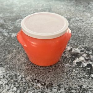 Glasbake McKee honey whip jar pot with lid - melon